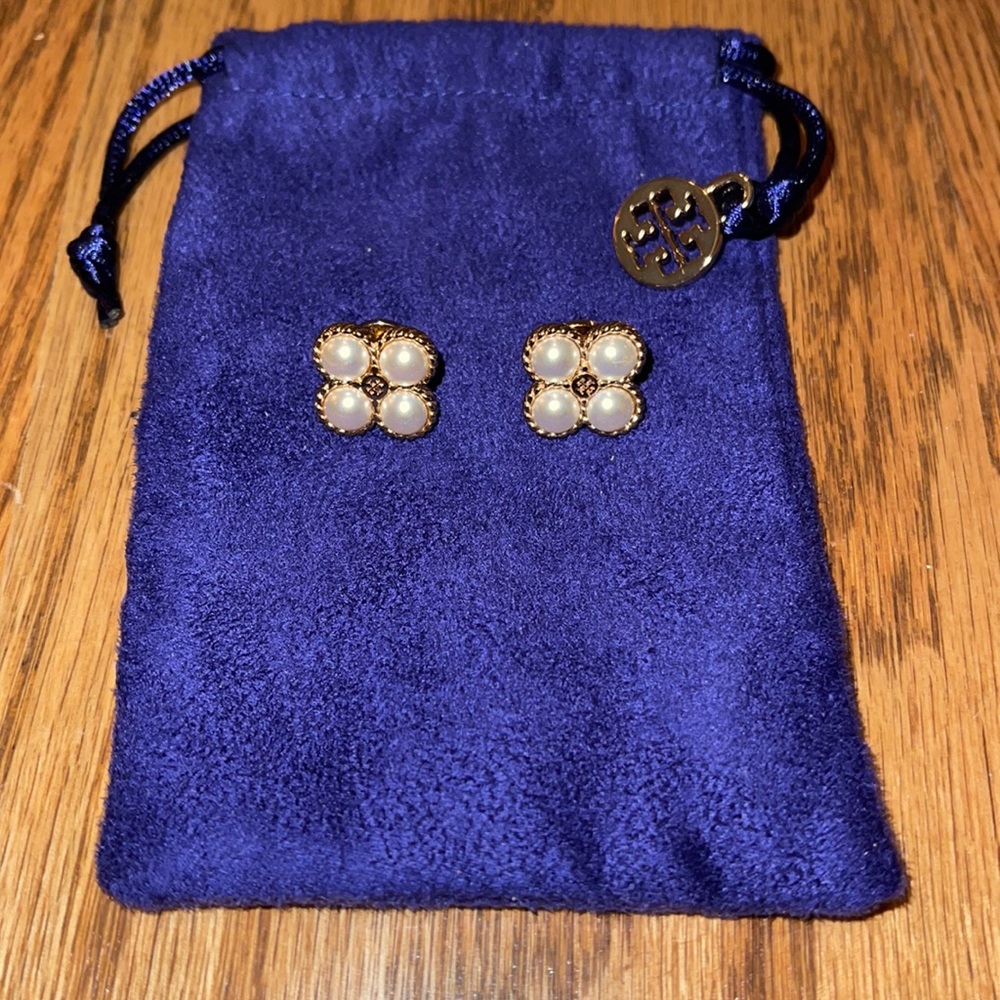 Tory Burch Pearl and Gold Earrings